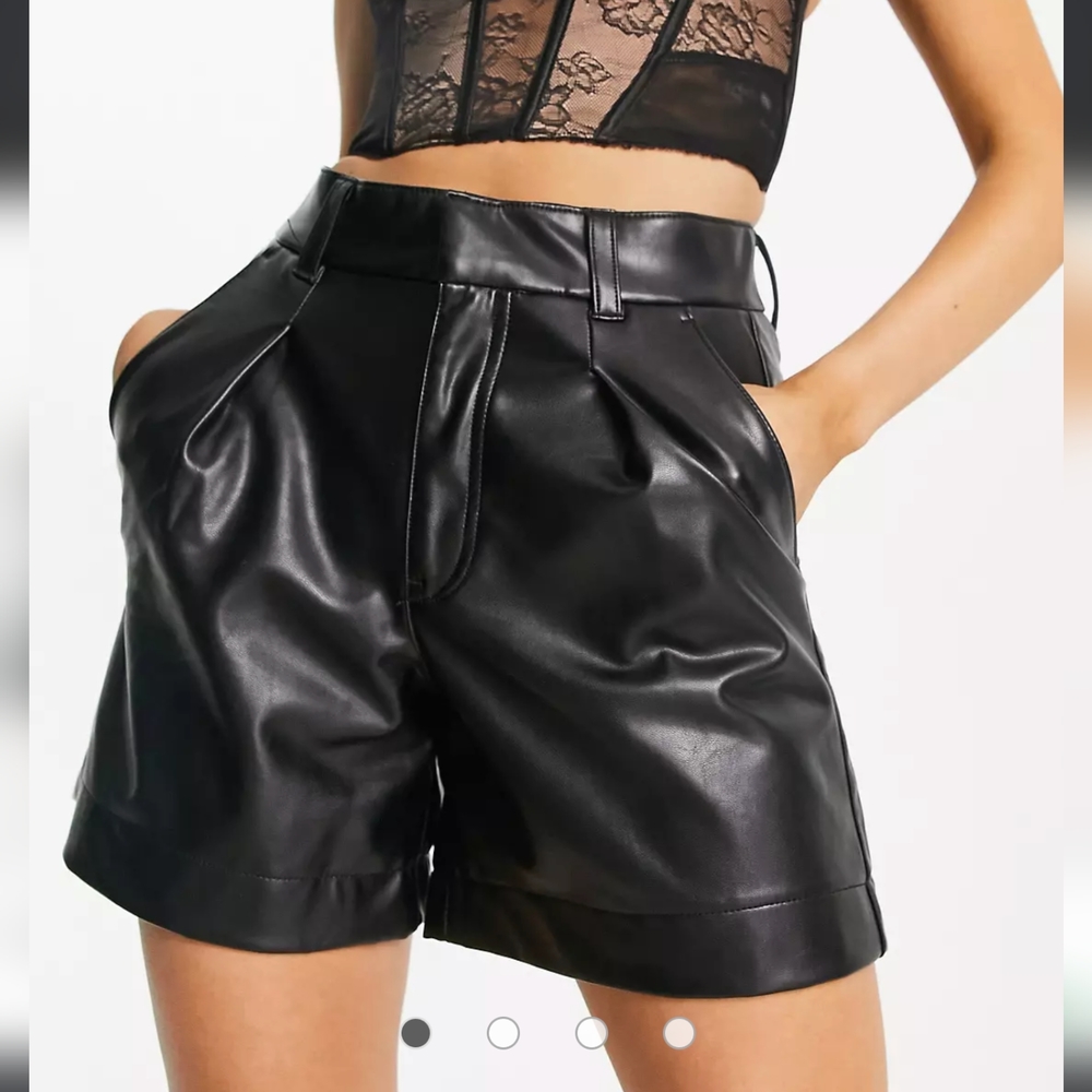 Abercrombie and Fitch Black Vegan Leather High Waisted Shorts - Size L